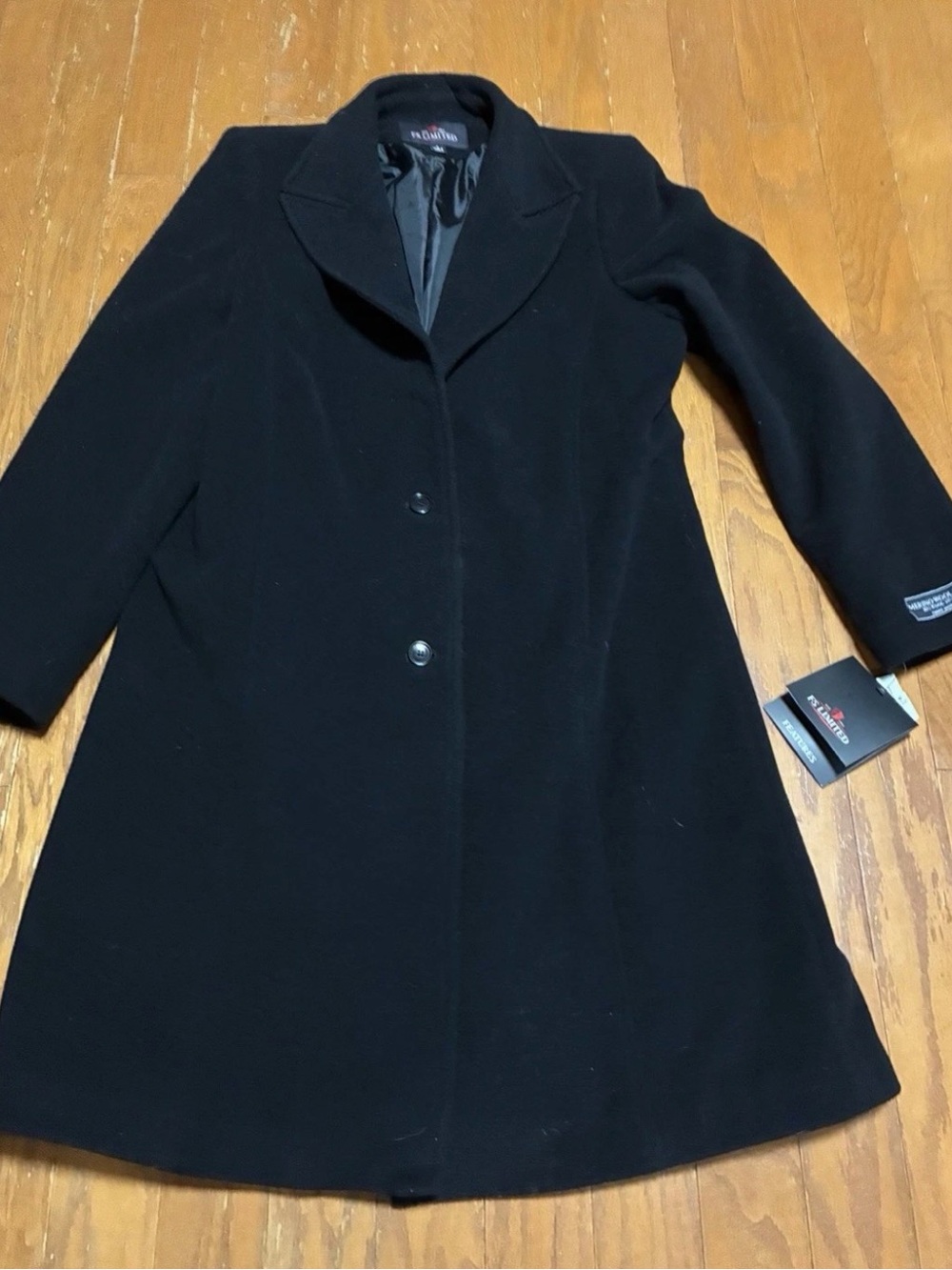 NWT FS Limited Black Wool Blend Pea Coat Women's Size Large made in Ukraine